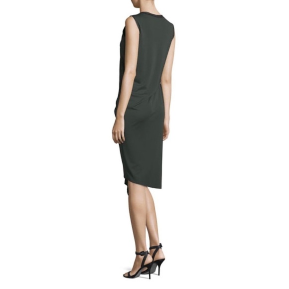 Elie Tahari Isolde Sleeveless Draped Dress in Camouflage Olive Green, Size XS - Picture 2 of 14